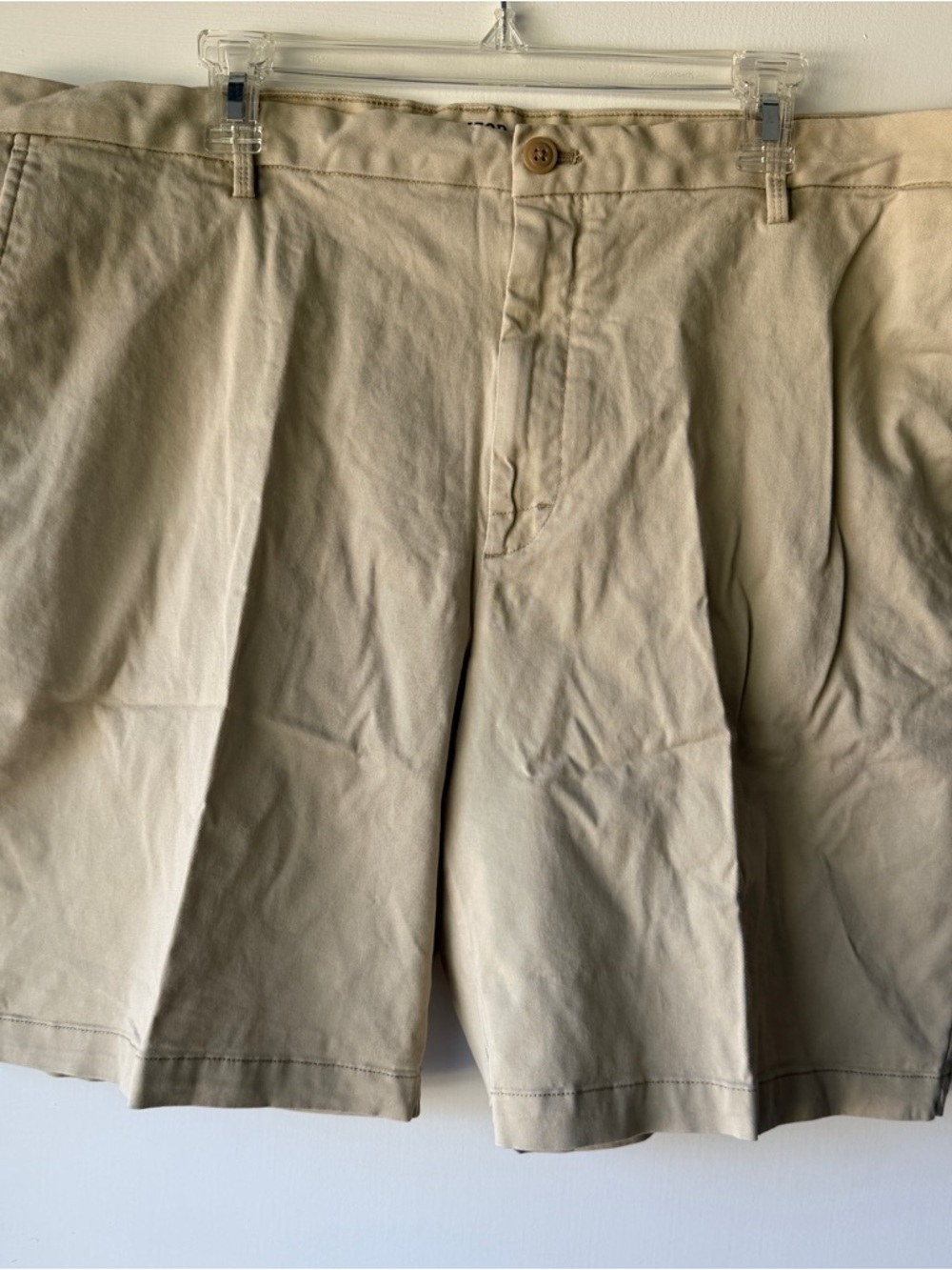 Izod Men’s Flat Front Khaki Shorts - Light Beige